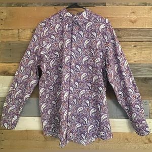 Cremieux mens long sleeve purple paisley shirt.